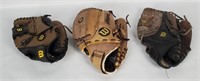 3 Wilson Baseball Gloves - A200, A440