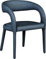 Navy Faux Leather Dining Chair  Rounded Back