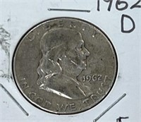 1962D Franklin silver half dollar
