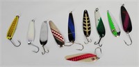 10 Vtg Casting Spoon Fishing Lures