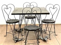 (5pc) Vintage Iron Parlor Chairs & Table Group