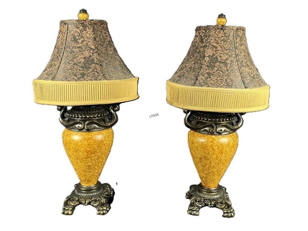 PAIR OF EMPIRE STYLE LAMPS WITH SHADES