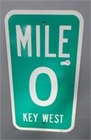 Metal Key West 0 Mile Marker.