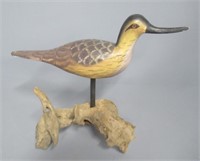 Vintage hand carved bird on driftwood. Signed.