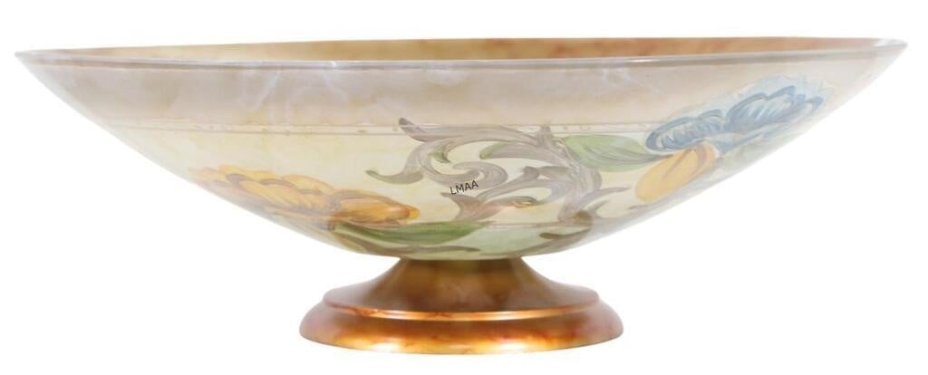VINTAGE HAND PAINTED DAPINTO A MANO FOOTED BOWL