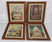 4 Vtg Framed Greek History Art Prints