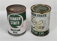 2 Vtg Unopened Cans Quaker State Motor Oil