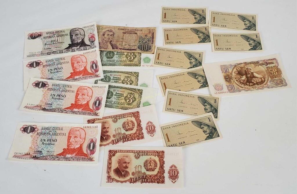 Vtg Currency - Indonesia, Argentina Etc.