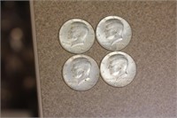 Lot of 4 90% silver 1964 Kennedy Half Dollar