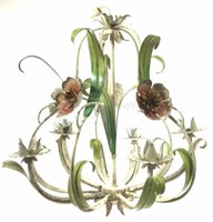 Vintage Tole Floral Candle Chandelier