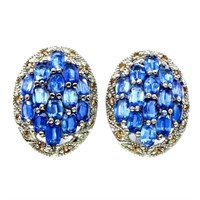 Natural Blue Kyanite & Sapphire Earrings