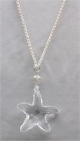 Crystal starfish pendant on silver chain.