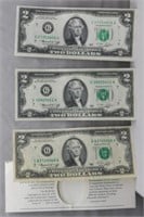 (3) Series 1976 Federal Reserve $2 Bills.
