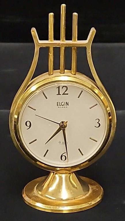 Mid-Century Elgin 1087 Lyre Alarm Clock