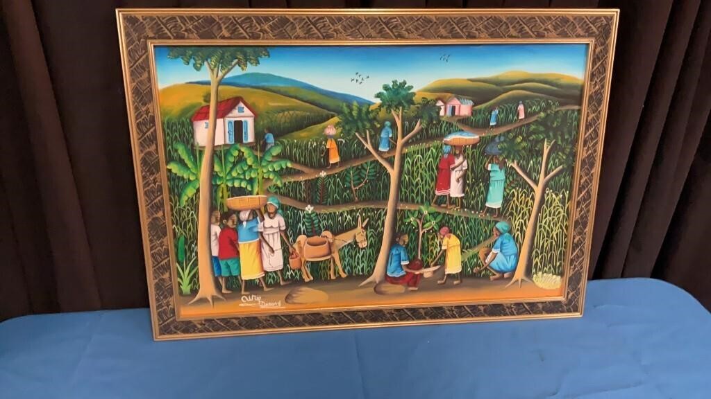 Framed Haitian Painting, Signed Demond
