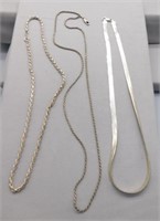 (3)Sterling Silver chains marked 925. Weight: