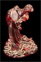 CARVED AMBER SCULPTURE KWAN YIN GODDESS OF MERCY