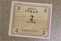 Italy Military 2 Lire Note
