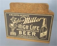 Vintage Miller high life coasters with wood