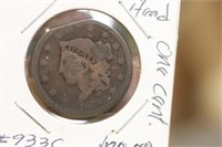 Major 1838 Large Cent Clip Error Coin