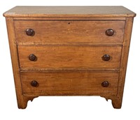 ANTIQUE PINE CHEST WITH THREE DRAWERS