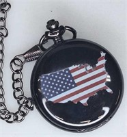 American flag pocketwatch w/pocketclip