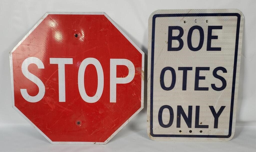 Stop & Boe Otes Only Metal Signs