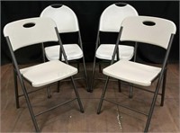 (2) Pairs White Plastic Folding Chairs