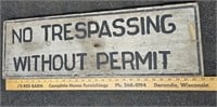 No Trespassing Without Permit Hand Painted Wooden