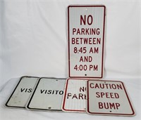 5 Metal Signs - Speed Bump, No Parking Etc.