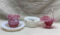 Hobnail Pink & White Dishes
