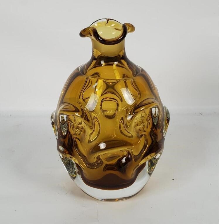 Amber Art Glass Bud Case