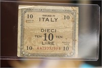 Italy Military 10 Lire Note