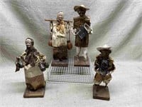 4 Paper Mache Culture Figures From Mexico