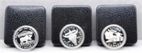 (3) Canadian Cased Silver Proof Dollars. Dates: