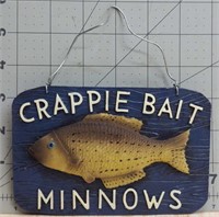 "Crappie Bait Minnows" wooden sign