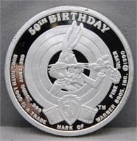 1990 Bugs Bunny 50th Birthday 1 oz. .999 Silver