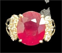LADY'S COMPOSITE RUBY & DIAMOND RING