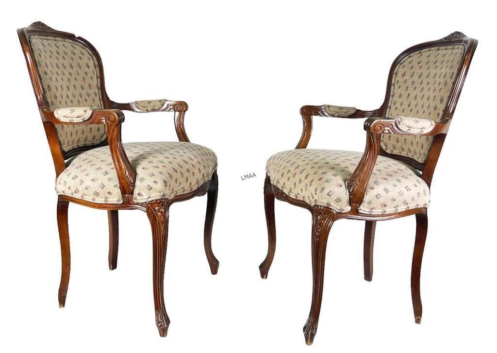 PAIR OF VINTAGE FRENCH STYLE  WOODMARK ARMCHAIRS