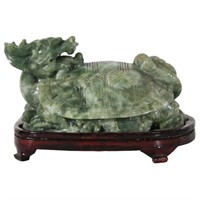 CHINESE CARVED SOAPSTONE DRAGON TURTLE