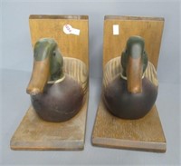 (2) Wood duck book ends, 7.75"T x 5" each.
