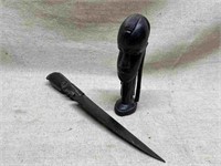 Wooden Tribal Carved Head and Letter Opener