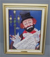 Red Skelton painting on canvas dated 1987.