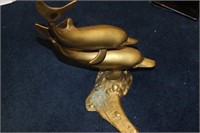 A Bronze/Brass/Metal Dolphin Statue /Twin Dolphins