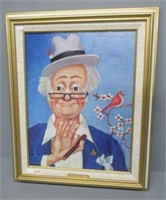 Red Skelton painting on canvas dated 1994.
