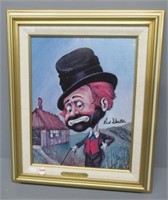 Red Skelton painting on canvas. Measures: 18.5" H