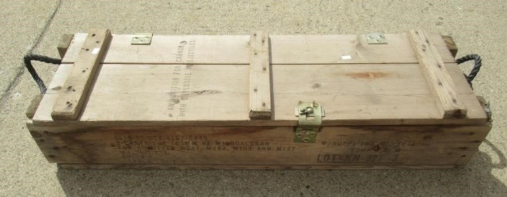 Wood ammo box. Measures: 7" H x 37.25" W.