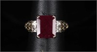 CZ RUBY IN 18KT GOLD & STERLING SILVER RING