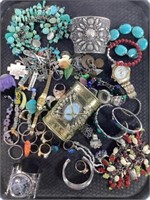 Tray Lot Of Costume Jewelry Rings, Bracelets