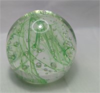 Signed Mid Century Gentile Glass, Green Swirl &